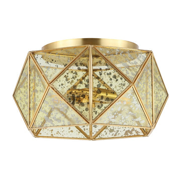 Violet 12.5" Industrial Vintage Iron/Glass LED Flush Mount - JONATHAN Y